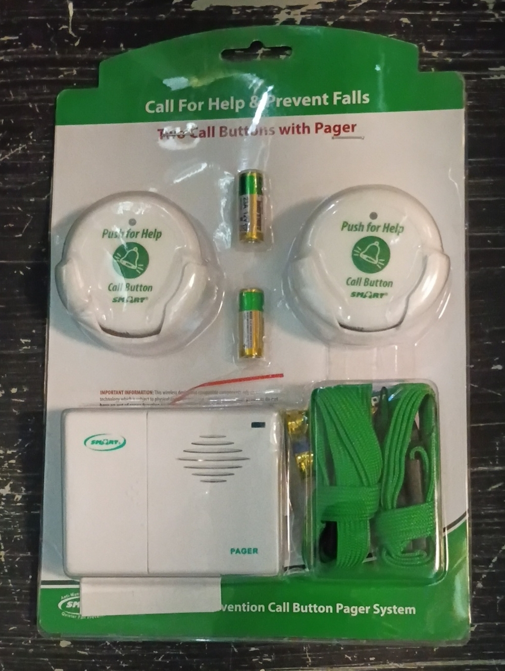 Emergency Call Button Pager System by SPCare - White & Green, 2 Pack